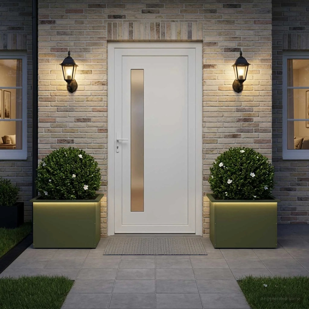 Fioriera da giardino con LED 2 pz Verde Oliva 40 x 60 x 40 cm 8008147