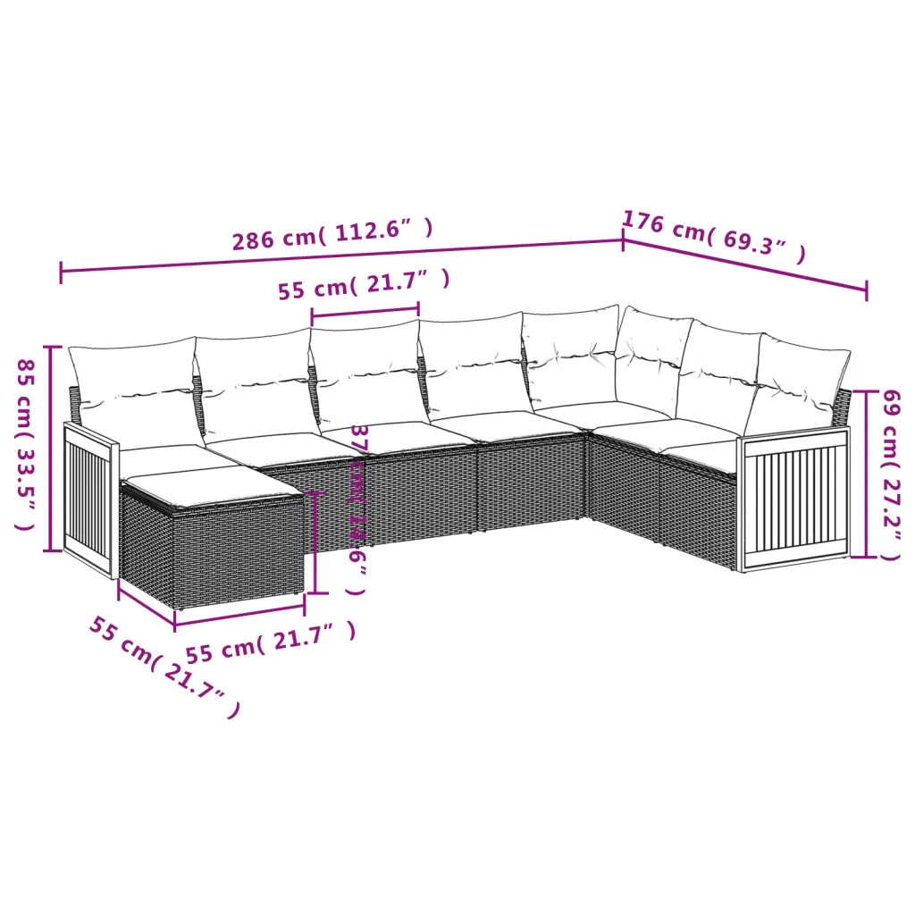 Set Divano da Giardino 8 pz con Cuscini Grigio in Polyrattan 3227929