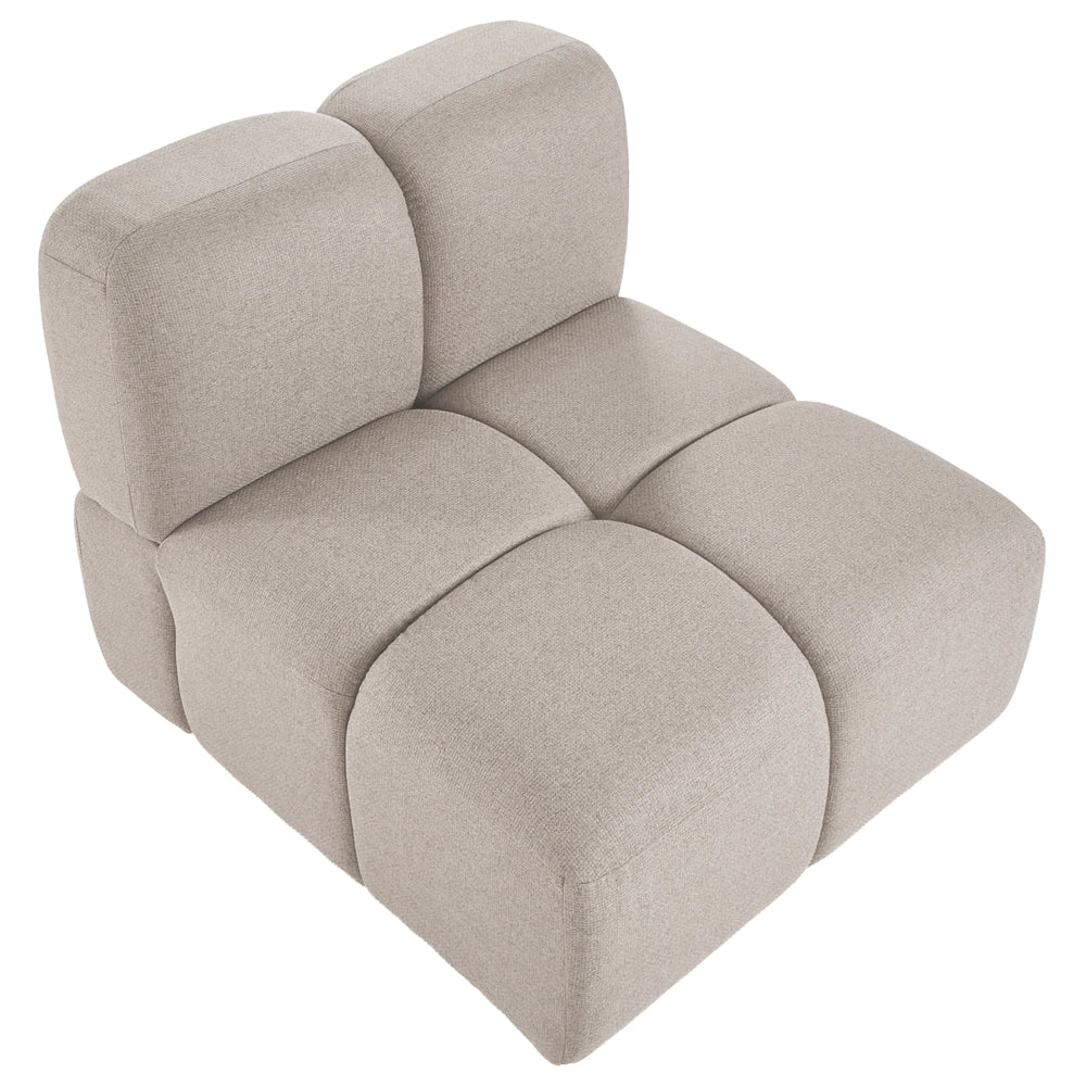 Divano modulare a forma di U in tessuto beige, set componibile da otto elementi, divano modulare in stile moderno