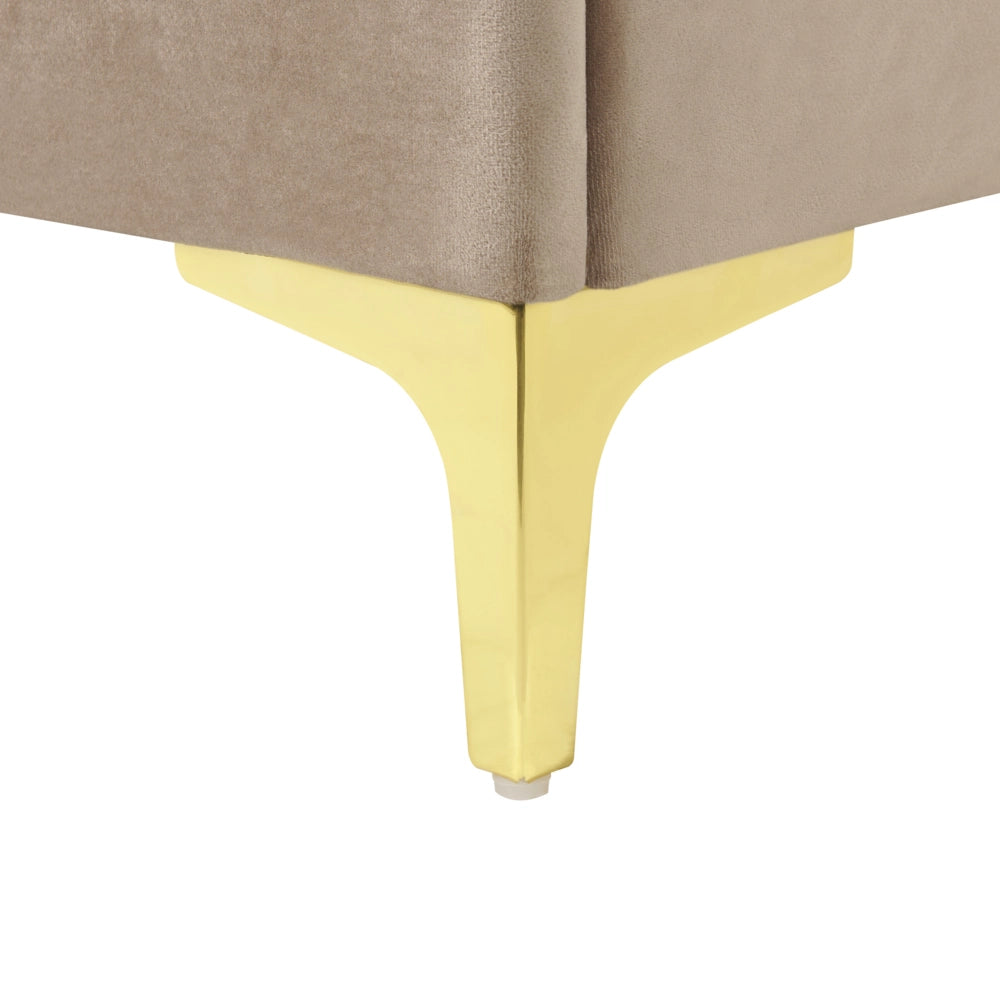 Letto Imbottito Matrimoniale 140 x 200 cm Testiera Taupè Velluto Gambe Dorate