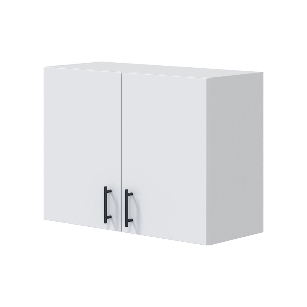 Mobile pensile 2 ante Thyra, Armadietto sospeso, Mobiletto a muro, Armadio ausiliario multifunzione, 80x34 h59 cm, Bianco