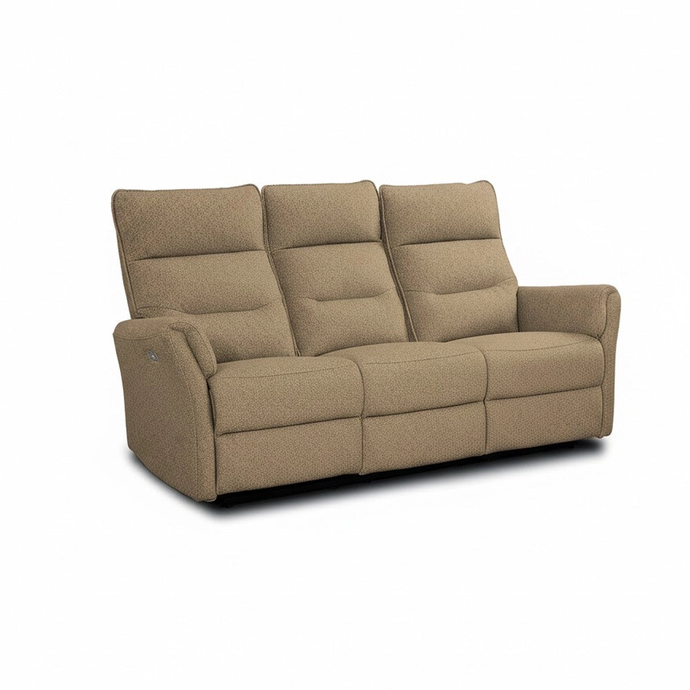 Set Relax Softwave – Divano 2 Posti + Divano 3 Posti + Poltrona Recliner Elettrica in Tessuto Camel