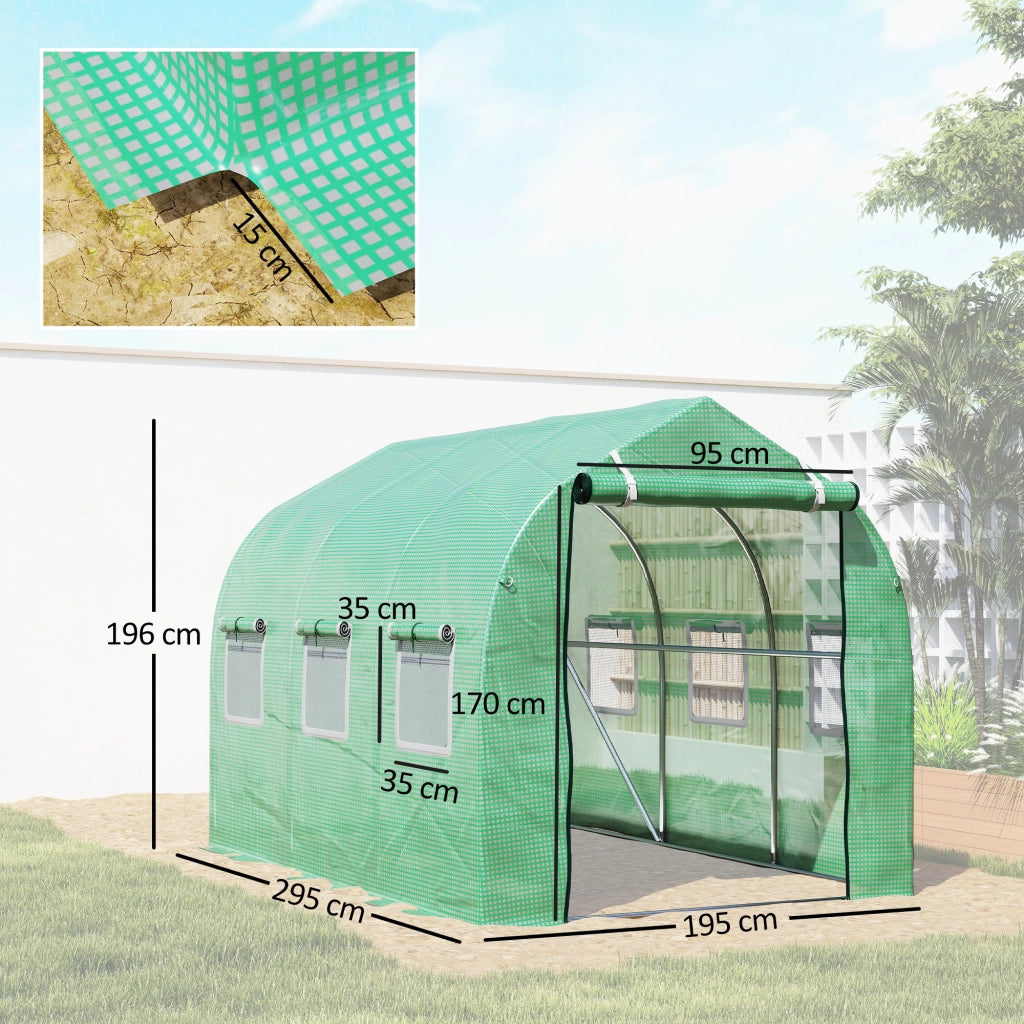 Serra Tunnel 3x2x2 m ¨C zephmum ¨C 6 Finestre a Reticolo e Porta per Giardino Verde