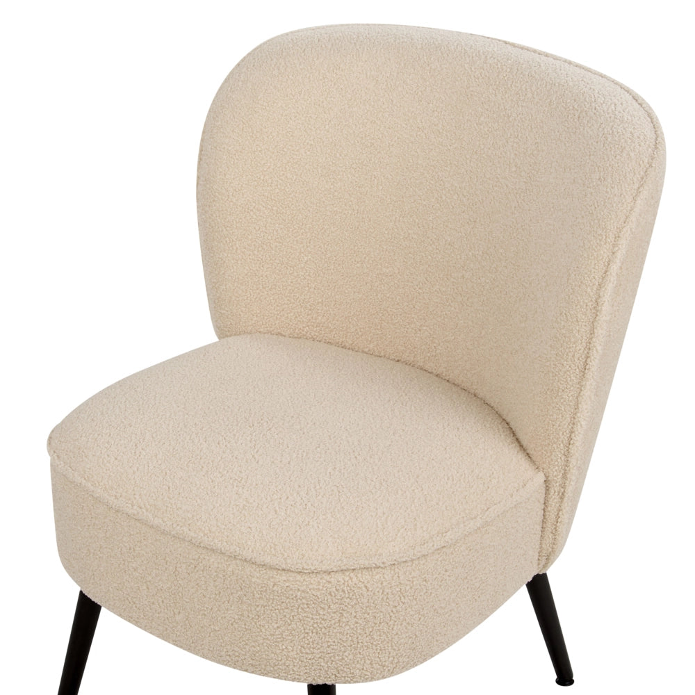 Poltrona da Soggiorno Senza Braccioli bouclè beige chiaro capitonnè Verticale Gambe In Legno