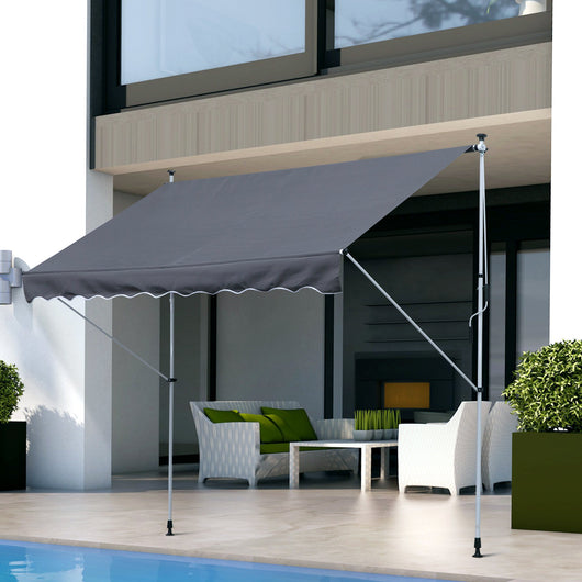 Tenda da Sole a Muro 300x150 cm in Metallo e Poliestere Grigio