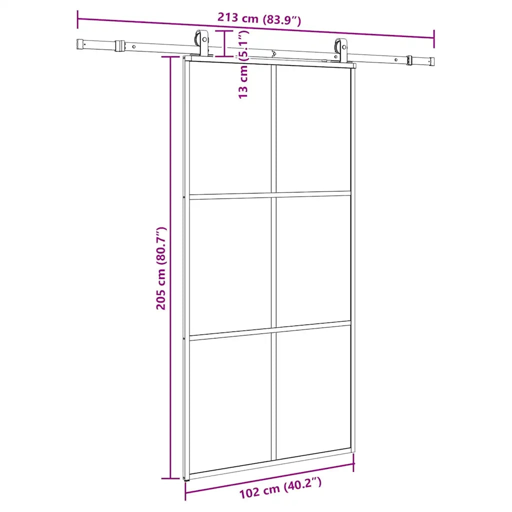 Porta Scorrevole con Ferramenta Nera 102x205 cm in Vetro ESG 3375926
