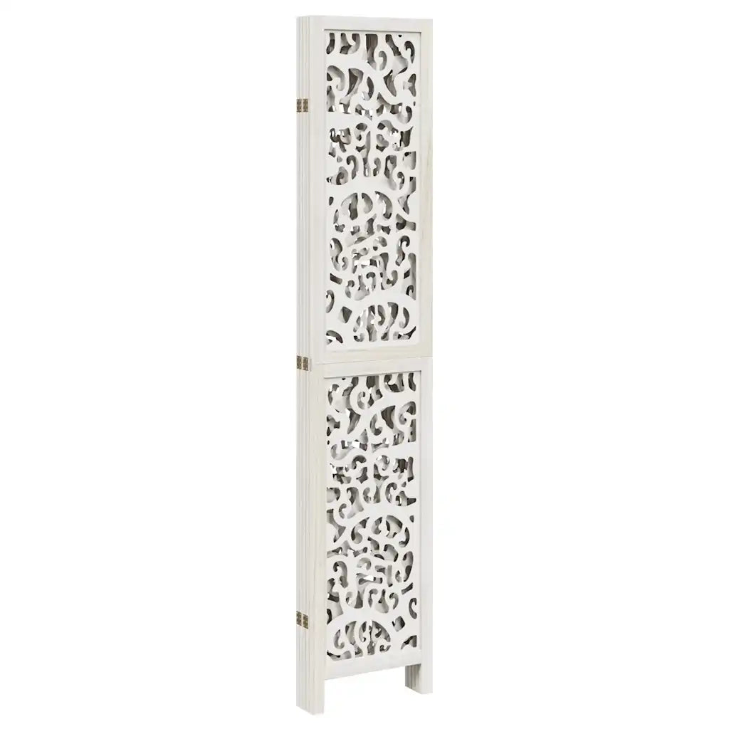 Divisorio Ambienti 5Pannelli Bianco Legno Massello di Paulownia 358743