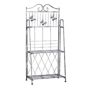 EasycomfortScaffale Fioriera 3 Ripiani Pieghevole da Giardino Balcone, Metallo, Argento, 44x25x96 cm