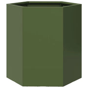 Fioriera rialzata per piante fiori terrazza giardino forma a oliva esagonale 46 x 40 x 45 cm acciaio verde 02_0038710