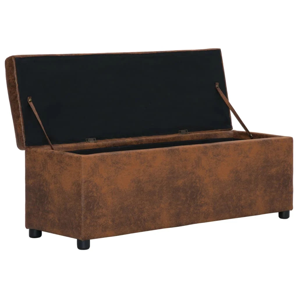Panca con vano contenitore 116 cm similpelle marrone 02_0010876