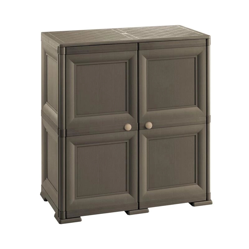 ARMADIO 2 ANTE WENGÉ 79X43X85,5 CM CON 4 SCOMPARTI – MOBILE CONTENITORE COMPATTO PER ORGANIZZAZIONE CASA E ZONA GIORNO