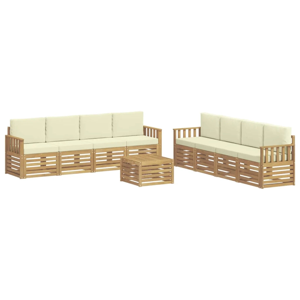 Set di divani da esterno 9 pcs Bianco e Crema 59 x 59 x 37 cm