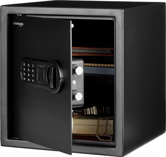 Safetta di Sicurezza per Casa Cassetto di Sicurezza in Acciaio Programmabile con Tastiera Elettronica 34 L Volume Nero 33 Cm B x 33 Cm D x 36 Cm - Protegge Documenti Gioielli