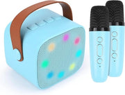 Karaoke a Cielo Aperto con 2 Microfoni - Karaoke Bluetooth Portatile per Bambini e Adulti con Effetto Voce e Illuminazione LED