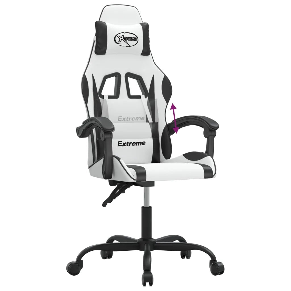 vidaXL Sedia da Gaming Bianco e Nero in Similpelle