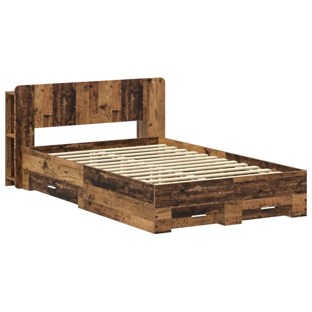 Telaio del letto con storage Legno antico 120 x 190 cm