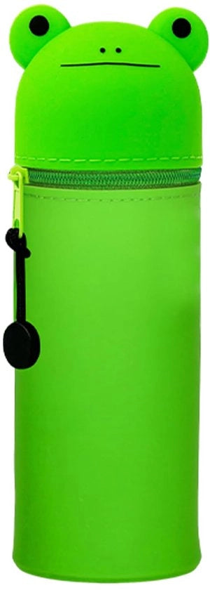 Etui 2-in-1 in silicone morbido, cartellino per penne, etui per bambina e bambino con disegno di rana.