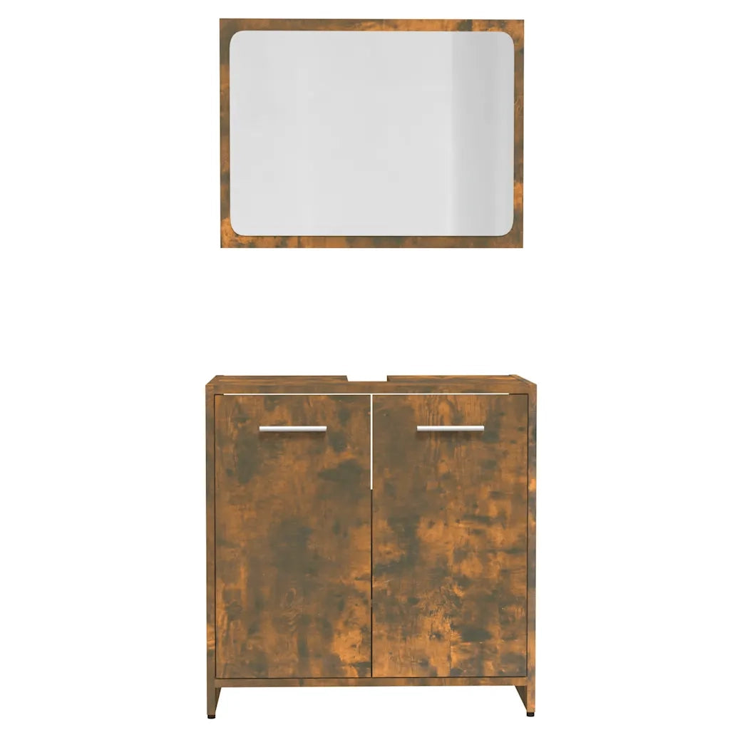 Set di Mobili da Bagno Rovere Fumo in Legno Multistrato cod mxl 31399