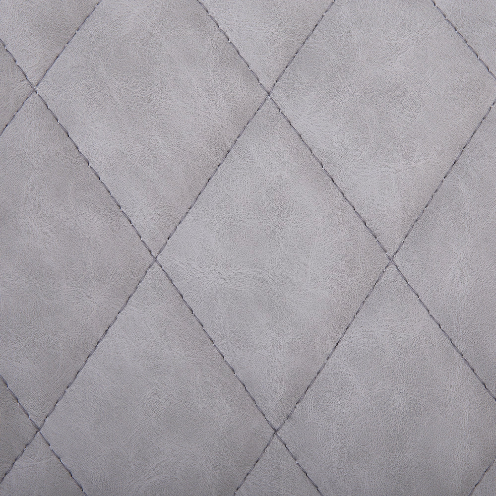 Sedia da Ufficio Girevole Grigio con Base Argento Rivestimento Trapuntato in Ecopelle Regolabile in Altezza
