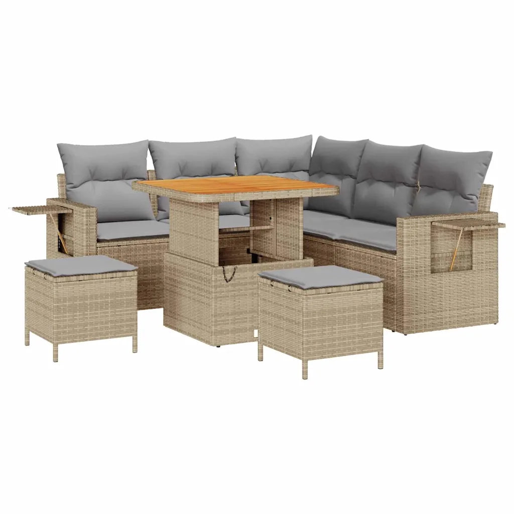 Set Divano da Giardino 9 pcs Beige e Grigio Chiaro polyrattan 3363692