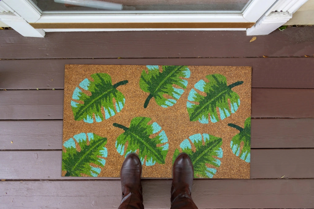 Zerbino Ingresso Casa In Fibra Di Cocco Con Base In Pvc  Leaf