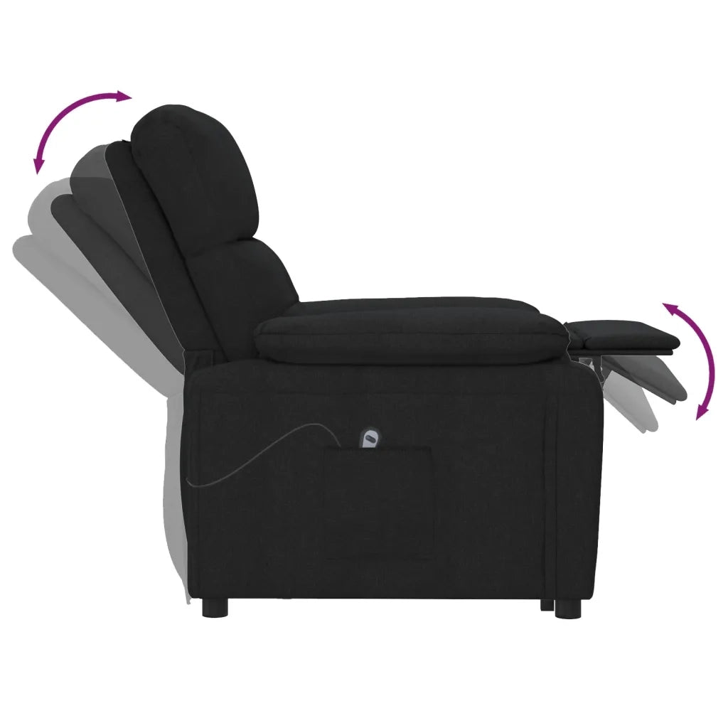 Poltrona Elettrica Reclinabile Nera in Tessuto 3073804