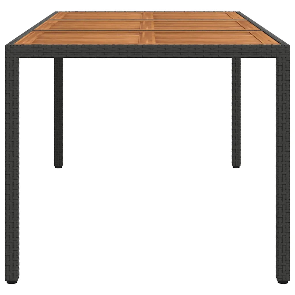 Tavolo da Giardino 190x90x75 cm Polyrattan Legno di Acacia Nero cod mxl 57270
