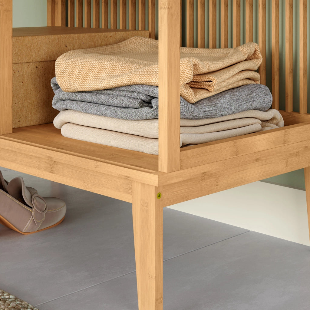 Set Organizzatore Guardaroba in Bambù 1 Armadio Aperto e 1 Scaffale [en.casa]
