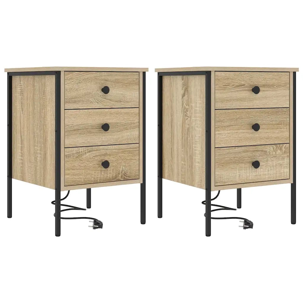 vidaXL Mobiletti da Notte 2 pcs rovere sonoma 42 x 41 x 61 cm