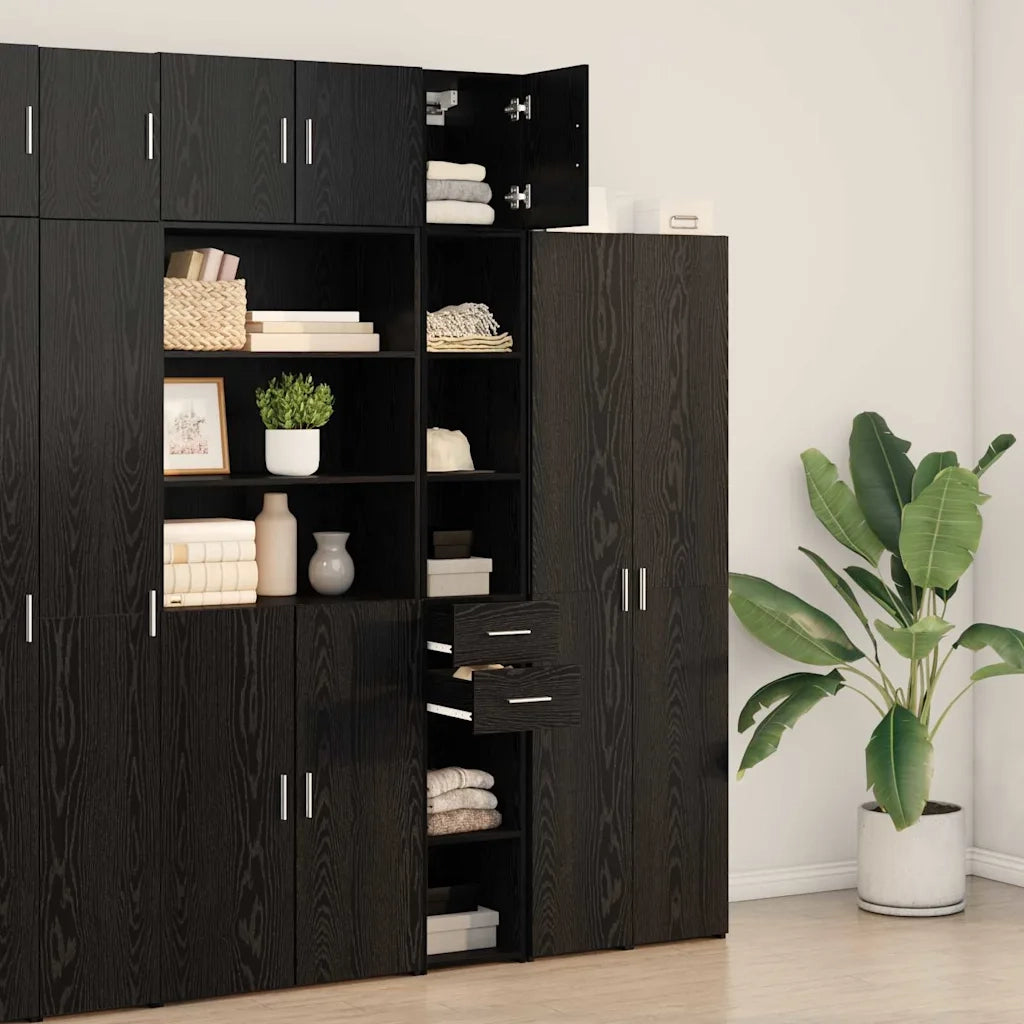 Armadio con cassetto 2 pcs Rovere Nero 30 x 42,5 x 225 cm 3365642