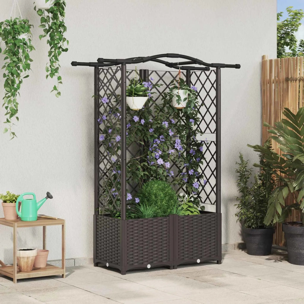 Letto Rialzato con Griglia e Tetto Marrone 122 x 40 x 141 cm PP 42032512