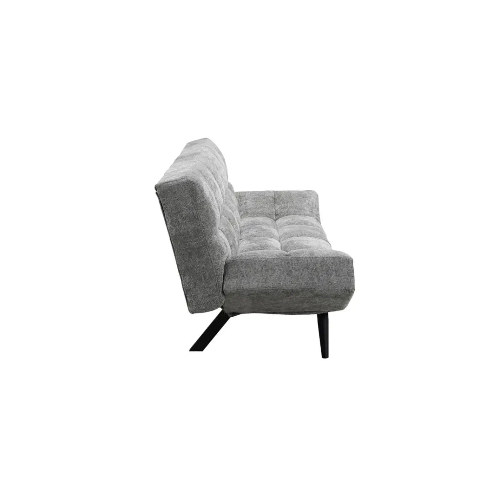 Divano letto SALVORA - Tessuto grigio - Materasso in schiuma integrato - Struttura in legno - Design compatto e pratico