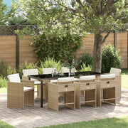 Set da Pranzo per Giardino 9 pcs Beige polyrattan 3380704