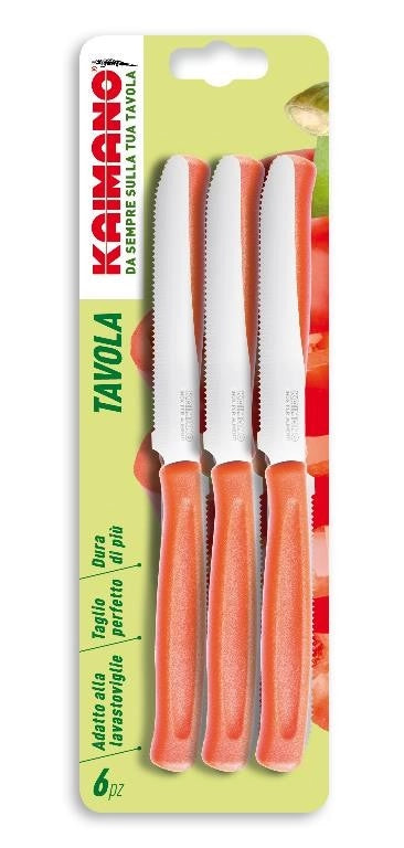 Set 6 Coltelli da Tavola Dinamik Lama Seghettata Arancio Kaimano