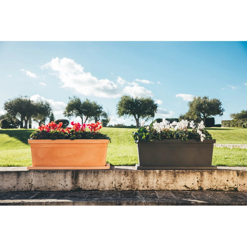 Vaso Fioriera decorativo classico tradizionale 80x40 H34 in polimero resistente antracite per piante per giardini e terrazze - Made in Italy - Monacis