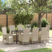 Set da Pranzo per Giardino con cuscino 9 pcs Beige polyrattan 3379477