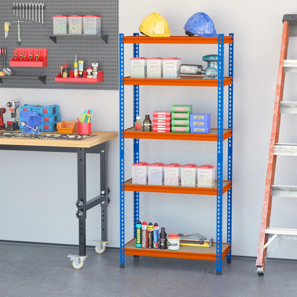 Scaffale metallo 5 livelli 1500 kg ¨C zephmum ¨C blu arancio 80x40x182