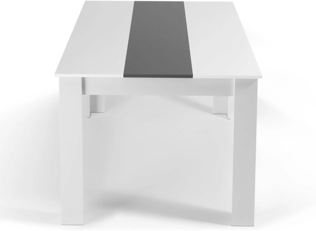 GEORGIA Tavolo da pranzo rettangolare bianco e grigio per 8 persone 160 x 80 cm
