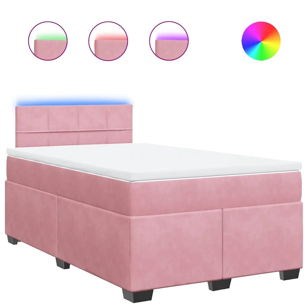 Giroletto a Molle con Materasso Rosa 120x190 cm in Velluto