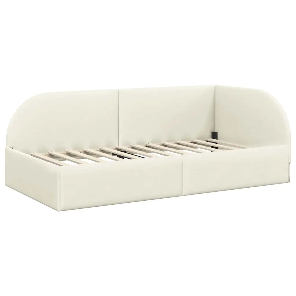 Cornice del letto ad angolo Crema 90 cm x 190 cm Velluto 42016643