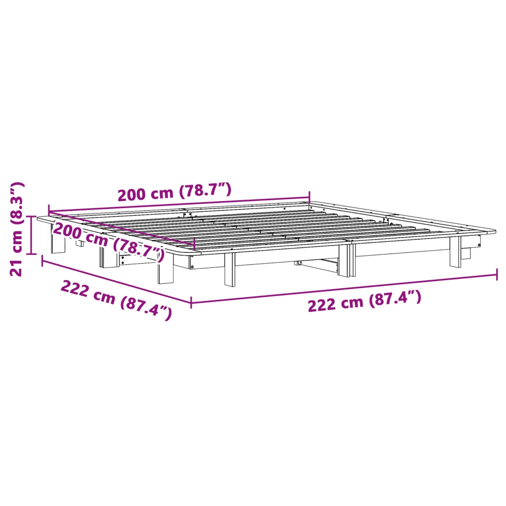 vidaXL Letto senza Materasso 200x200 cm in Legno Massello di Pino