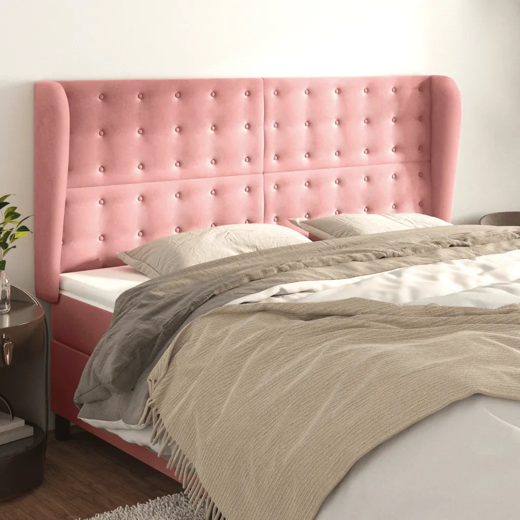 Testiera ad Orecchio Rosa 163x23x118/128 cm in Velluto 3118449