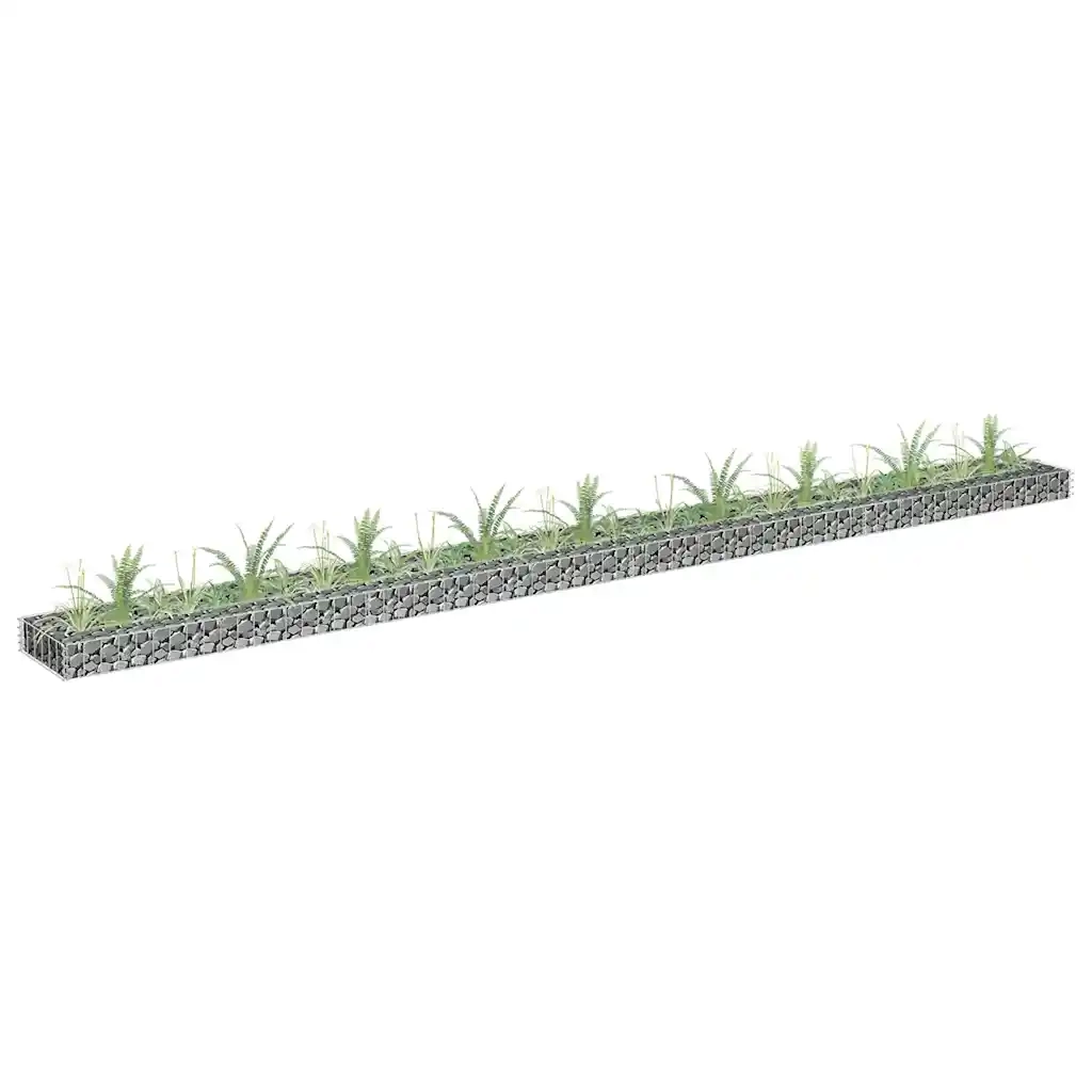 Gabbione Fioriere | Cassetta per fiori | Letto Rialzato in Acciaio Zincato 360x30x10 cm