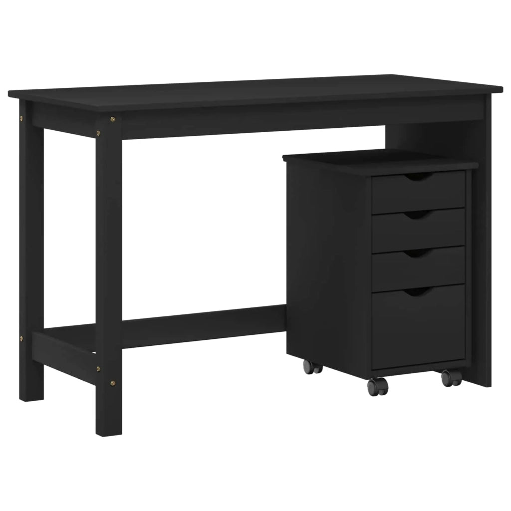 Set di Scrivania e Armadietto 2 pz Nero Legno Massello di Pino 3438768
