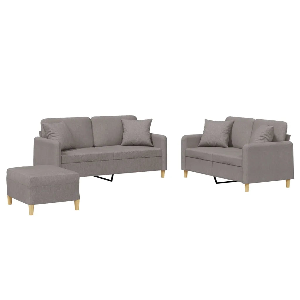 Set Divani 3 pz con Cuscini Tortora in Tessutocod mxl 131198