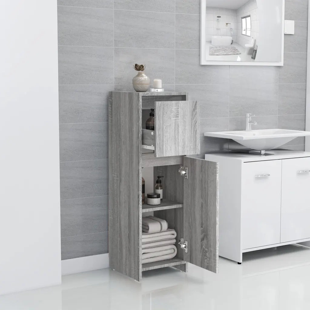 Armadietto Bagno Grigio Sonoma 30x30x95 cm in Legno Multistrato 815553
