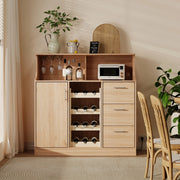 Credenza con LED, Portabottiglie e Portabicchieri ¨C MINIMAL ¨C Legno Multistrato