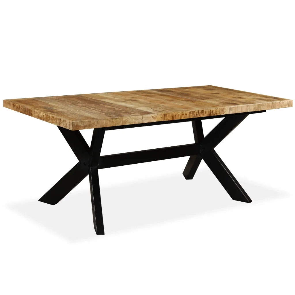 Tavolo da Pranzo in Massello di Mango e Acciaio a Croce 180 cm 244805