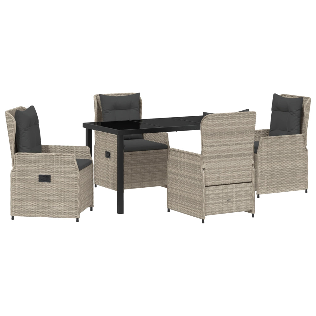Set da pranzo da giardino  5 pezzi grigio chiaro in rattan sintetico