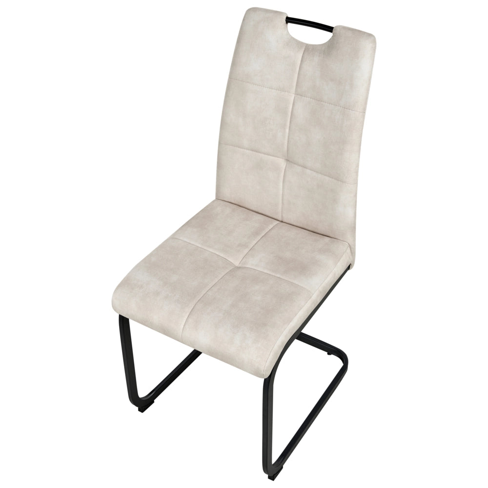 Set di 4 sedie da pranzo Rivestimento in tessuto Seduta imbottita Gambe in ferro beige chiaro